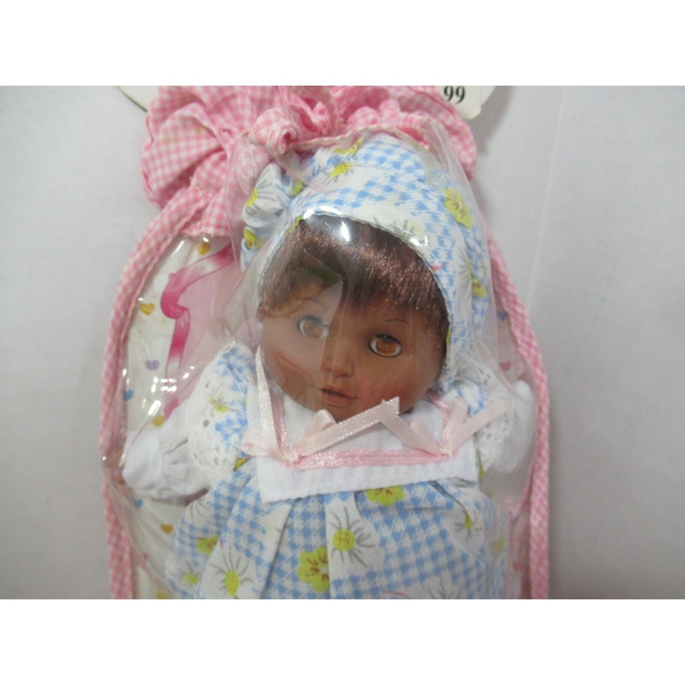 Sweet Love K-Mart mini baby doll w/ hair brown tan skin sleep eyes blue dress